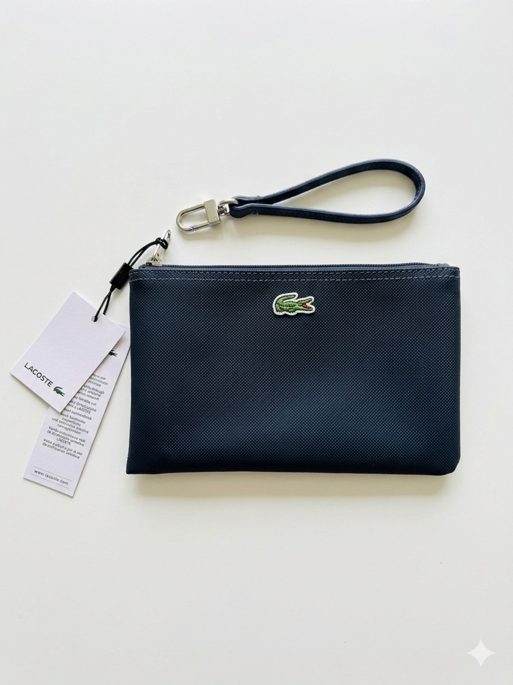 Lacoste Navy Blue Daily Classic Canvas Zip Clutch – Minimalist Travel Organizer